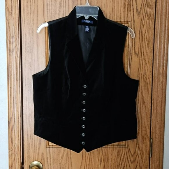 Chaps Black Velvet Tailored Vest size XL - Picture 4 of 6